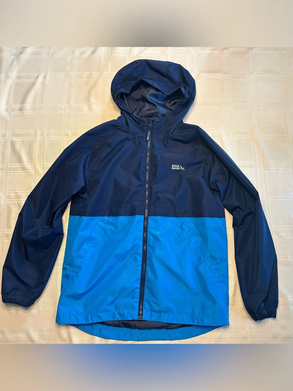 Eddie Bauer Kids Blue Rain Coat Wind Breaker Jacket Size Large L (14/16)